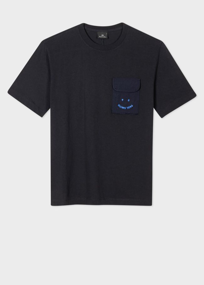 Mens Paul Smith T-Shirts | Happy' Pocket T-Shirt Navy