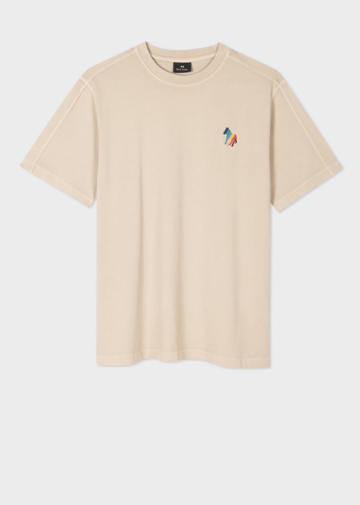 Mens Paul Smith T-Shirts | Veg-Dyed 'Broad Stripe' Zebra' T-Shirt Ecru